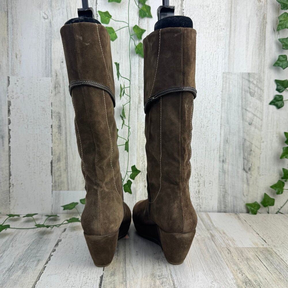 VIC MATIE Knee High Brown Suede Leather Boots from Italy EU 38 Womens US Size 8 - Picture 4 of 9
